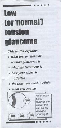 a leaflet explaining low tension glaucoma